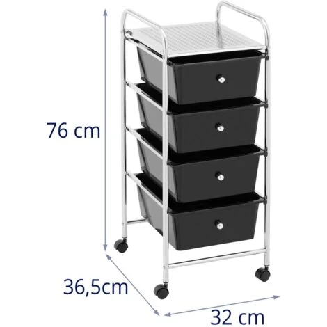 Carrello Per Estetista Carrelli Professionali 4 Cassetti Nero - immagine 5