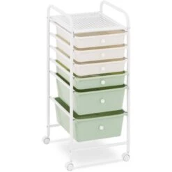 Carrello Per Estetista Carrelli Professionali 6 Cassetti Crema, Verde