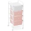 Carrello Per Estetista Carrello Per Estetista 4 Cassetti Rosa, Bianco