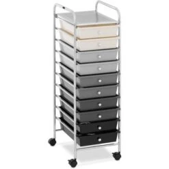 Carrello Per Estetista Carrelli Per Estetica 10 Cassetti Nero, Grigio, Crema
