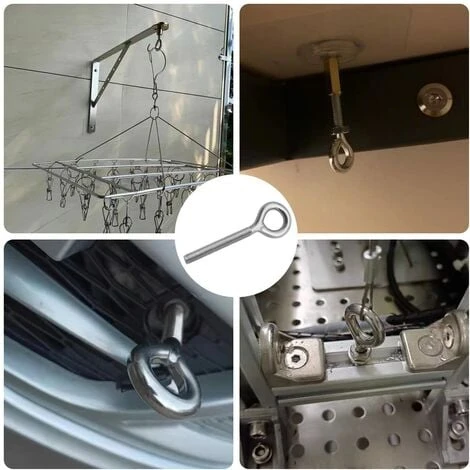 12 PCS Bullone Occhiello In Acciaio Inox 304 Bullone Ad Anello Per Esterni Casa Sollevamento Fissaggio - M4 - immagine 4