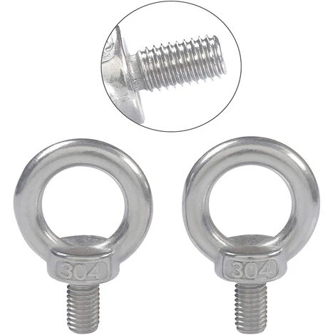 12 Pezzi Bullone Occhiello In Acciaio Inossidabile Bullone Ad Anello Anelli A Vite Per Fissaggio E Sospensione - M4 - immagine 2