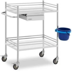 Carrello Da Laboratorio Acciaio Inox 2 Ripiani 1 Cassetto 20 Kg