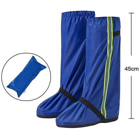 Copriscarpe Impermeabili Per Stivali Da Pioggia Con Strisce Riflettenti Per Uomini E Donne, Campeggio, Escursionismo, Pesca, Viaggi (nero, XXXL) - immagine 2