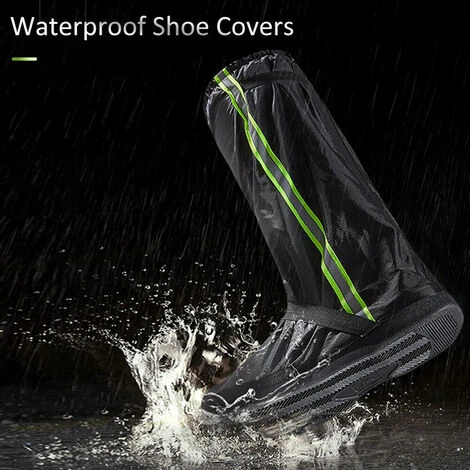 Copriscarpe Impermeabili Per Stivali Da Pioggia Con Strisce Riflettenti Per Uomini E Donne, Campeggio, Escursionismo, Pesca, Viaggi (nero, XXXL) - immagine 4