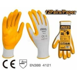 Guanti In Nitrile Da Lavoro INGCO Sicurezza Protezione Antiscivolo – 12 Pz – Mis. L