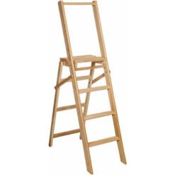 Sgabello Con Barra Di Appoggio 'scaletta' 4 Gradini - Col.naturale