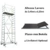 Ponteggio Trabattello Acciaio Zincato Altezza Lavoro Da 3.40 A 6.20 Ruote 12cm Altezza Lavoro: 340