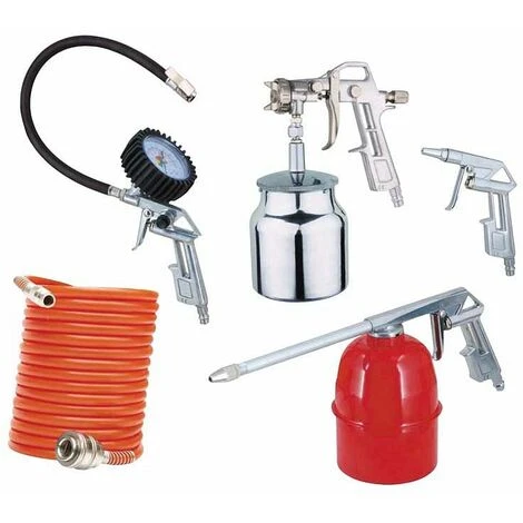 NEWTON Kit Accessori Per Compressore Composta Da 4 Pezzi + Tubo Spiralato 5 Metri