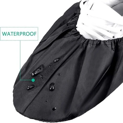 Copriscarpe Riutilizzabili Copriscarpe Impermeabili Per Impieghi Gravosi Elastico Comodo Antipolvere Lavabile In Lavatrice Per La Protezione Del Tappeto Domestico Domestico, Nero - immagine 3