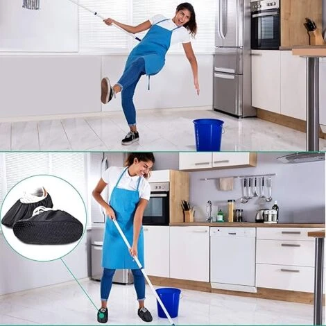 Copriscarpe Riutilizzabili Copriscarpe Impermeabili Per Impieghi Gravosi Elastico Comodo Antipolvere Lavabile In Lavatrice Per La Protezione Del Tappeto Domestico Domestico, Nero - immagine 4