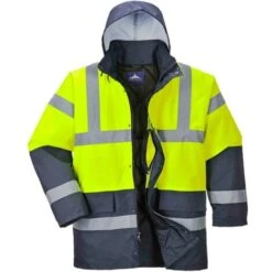 Portwest Giaccone Ad Alta Visibilità Imbottito Giallo/Navy, Misura: 2XL (64/66)