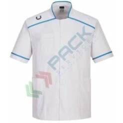 Portwest Camice Da Lavoro, Modello Sanitario, Da Uomo, 4 Tasche, 65% Poliestere + 33% Cotone + 2% Elastan, 145 Gr, Chiusura Con Bottoni, Colore Bianco/azzurro