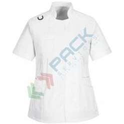 Portwest Camice Da Lavoro Premaman, Modello Sanitario, Da Donna, 4 Tasche, 65% Poliestere + 33% Cotone + 2% Elastan, 145 Gr, Chiusura Con Bottoni, Colore Bianco