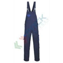 Portwest Salopette Da Lavoro Bicolore, In Tessuto Texo Cotton Rich 60% Cotone + 40% Poliestere, 245 Gr, 10 Tasche Con Rinforzo Sui Punti Di Maggiore Stress, Vestibilità Regular, Colore Blu Navy