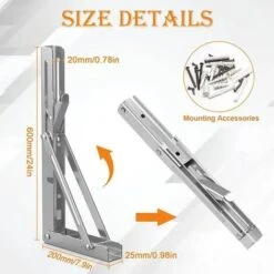 None Staffe Pieghevole Inox 300mm, Supporti Ripiani Pieghevoli，Banchi Da Lavoro Staffe Pieghevoli 2PCS