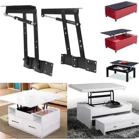 None Molla Cerniera Per Mobili Cerniere A Molla, Meccanismo Di Sollevamento Per Tavoli (Nero) 1 Paio - immagine 4