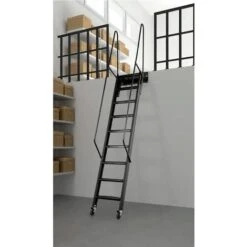 Scala Retrattile Acciaio Nero - Altezza Suolo A Suolo 1.50m - SOPALCO/N150