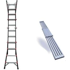 Scala Snodata Di Lunghezza 3.04m - 4x3 Pioli Con Piattaforma Telescopica - JAG3-4x3/TELEPAT