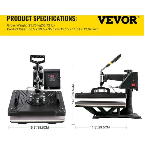 5 In 1 Pressa A Caldo Termopressa Trasferimento Calore Stampa T-Shirt Tazze - immagine 2