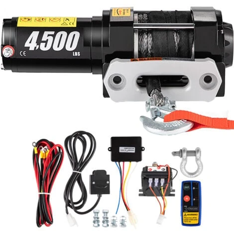 VEVOR 12v 4500 Lb / 2040 Kg Verricello Elettrico Con Telecomando Cavo Sintetico