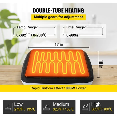 VEVOR Termopressa 12 X 10 Pollici 800W, Blu Mini Press Funzione Di Vibrazione Portatile Mini Pressa Doppio Tubo, Riscaldamento Pressa Di Calore Per Magliette Touchscreen Sensibile - immagine 4