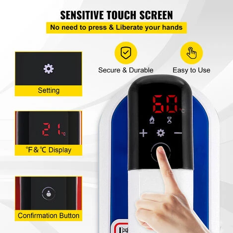 VEVOR Termopressa 12 X 10 Pollici 800W, Blu Mini Press Funzione Di Vibrazione Portatile Mini Pressa Doppio Tubo, Riscaldamento Pressa Di Calore Per Magliette Touchscreen Sensibile - immagine 5