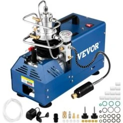VEVOR Compressore Elettrico 220V Ad Alta Pressione 1800W, Pompa Ad Aria Compressa A Modo Di Arresto Manuale Con Tubo E Tappo, Adatta Per Bombole Subacquee, Carabine PCP, Bombole Di Paintball, Ecc.
