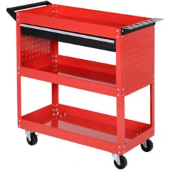 Carrello Portautensili Da Officina, Rosso, 70x35x75.5cm