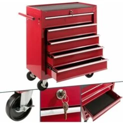 AREBOS Carrello Portautensili Porta Attrezzi Portautensili Attrezzi 5 Cassetti