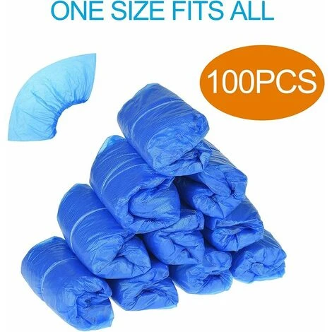 100 PCS Copriscarpe, 50 Paia, Copriscarpe Usa E Getta, Convenienza Verde, Riciclabile, Copriscarpe, Impermeabile, Antiscivolo, Materiale CPE Durevole, Blu, Proteggi Le Tue Scarpe, Pavimento, Tappeto - immagine 2