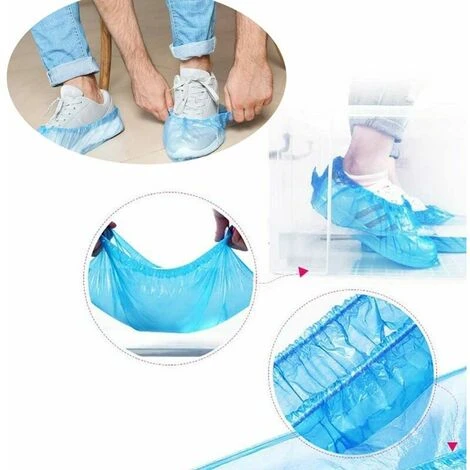Confezione Da 100 Copriscarpe Usa E Getta - Copripiedi Per Scarpe - Copriscarpe In Plastica Premium - Protezioni Per Scarpe, Mantieni Pulito Per Pavimento, Moquette, Posto Di Lavoro, Protezione Intern - immagine 2