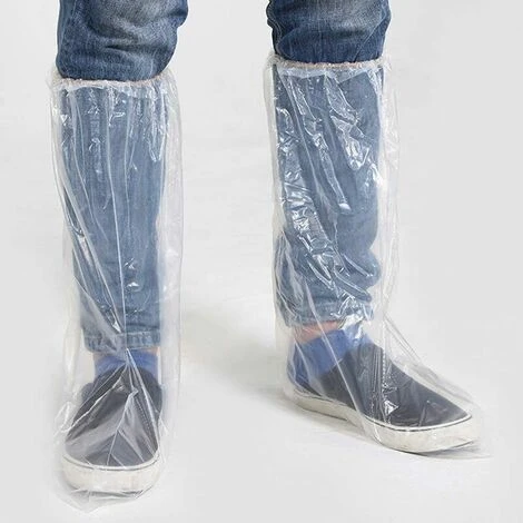 Confezione Da 10 Copriscarpe Monouso In Polietilene - Impermeabili - Antiscivolo - Per Il Ciclismo, Il Campeggio, La Prevenzione Delle Fughe. - immagine 2