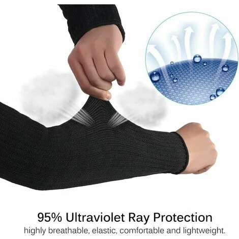 Paio Di Maniche In Kevlar Per Gomiti E Tutori Per Braccia, Protezione Per Braccio Resistente Al Taglio Infiammabile, Nero - immagine 2