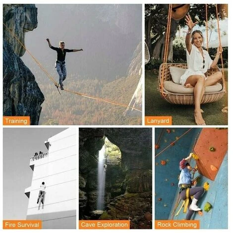 10 Mm 10 M (doppio Gancio) Corda Per Arrampicata All'aperto Corda Di Sicurezza Antincendio In Poliestere Adatta Per Esterni, Sala Attrezzi - immagine 3