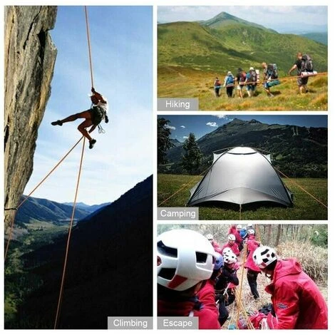 10 Mm 10 M (doppio Gancio) Corda Per Arrampicata All'aperto Corda Di Sicurezza Antincendio In Poliestere Adatta Per Esterni, Sala Attrezzi - immagine 4