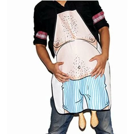 UEETEK, Grembiule Da Cucina, Grembiule Buffo Con Disegno Pancia Da Uomo, Per Cucina, Barbecue, Capodanno, Festival