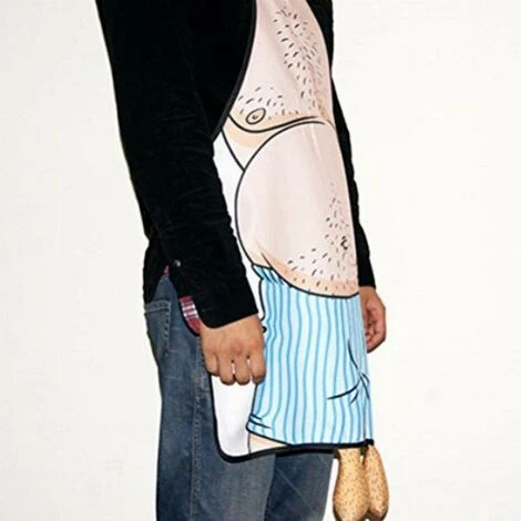 UEETEK, Grembiule Da Cucina, Grembiule Buffo Con Disegno Pancia Da Uomo, Per Cucina, Barbecue, Capodanno, Festival - immagine 3