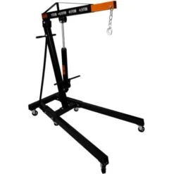 Gru Per Motori Idraulica T-Mech Da 1 Tonnellata Pieghevole Alza Motori Auto, 6 Ruote Per Comodi Spostamenti In Garage Officina 4 Posizioni Da Lavoro Catena Con Gancio In Acciaio Inossidabile