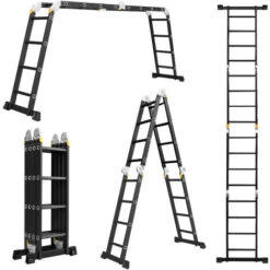 Scale Telescopiche 4,7 M 6 In 1 Scala In Alluminio Scala Multiuso Scala Pieghevole Scala Domestica Scala Inclinata Scala Per Arrampicarsi Piattaforma HENGMEI
