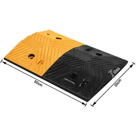 Rampe Di Carico Soglia Del Pavimento Tubo Flessibile Che Attraversa La Protezione Della Zona Di Decelerazione Dosso Di Velocità, Rampa Di Gomma Giallo E Nero HENGMEI - immagine 2