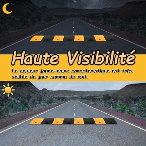 Rampe Di Carico Soglia Del Pavimento Tubo Flessibile Che Attraversa La Protezione Della Zona Di Decelerazione Dosso Di Velocità, Rampa Di Gomma Giallo E Nero HENGMEI - immagine 3