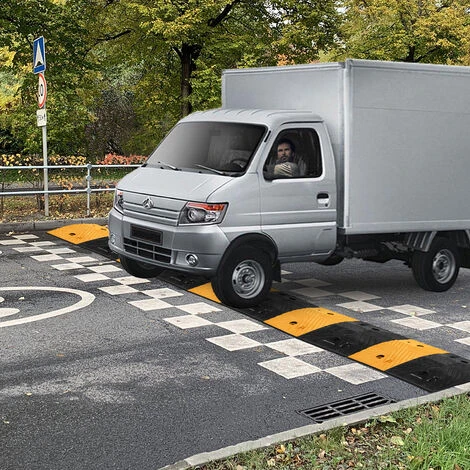 Rampe Di Carico Soglia Del Pavimento Tubo Flessibile Che Attraversa La Protezione Della Zona Di Decelerazione Dosso Di Velocità, Rampa Di Gomma Giallo E Nero HENGMEI - immagine 5