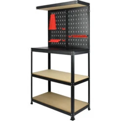 Banco Da Lavoro Banco Per Utensili Con Cassetto E Parete Perforata, Banco Da Lavoro Portata Del Banco Da Lavoro 100 Kg, 81 X 41 X 155cm HENGMEI