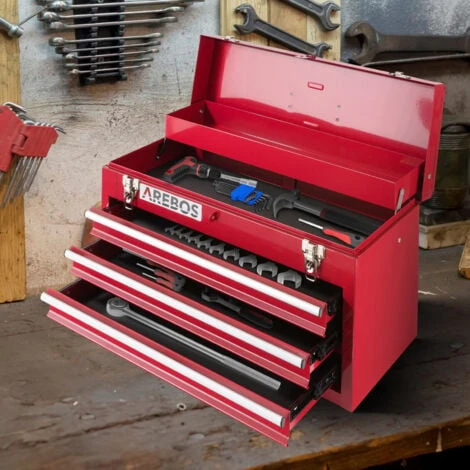 AREBOS Cassetta Degli Attrezzi 3 Cassetti Rosso - immagine 2
