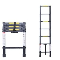 Scala Telescopica 2,0M In Alluminio Scaletta Multifunzione Portatile Capacità Portante 150KG Nero