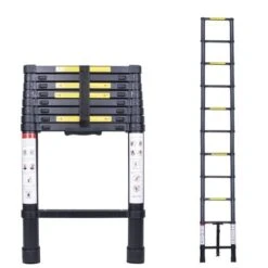 Scala Telescopica 3,2M In Alluminio Scaletta Multifunzione Portatile Capacità Portante 150KG Nero