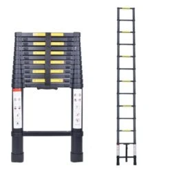 Scala Telescopica 3,8M In Alluminio Scaletta Multifunzione Portatile Capacità Portante 150KG Nero