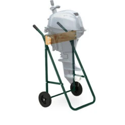Relaxdays Supporto Per Motore Fuoribordo, Carrello Per Il Trasporto E Stoccaggio, In Acciaio, Fino A 100 Kg, Verde Scuro