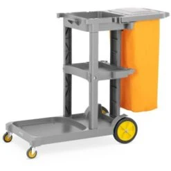 Carrello Multiuso Per Pulizie Con Sacco Biancheria Copertura In Plastica Con